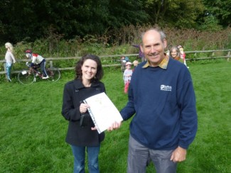 Mrs Alison Golding collecting Jack and Sam's award